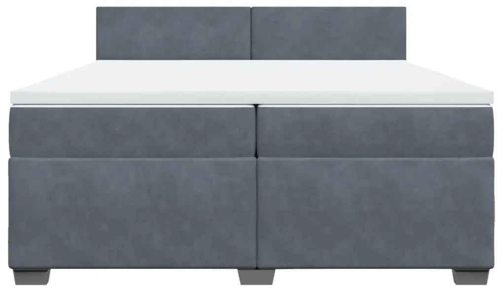 vidaXL Κρεβάτι Boxspring με Στρώμα Σκούρο Γκρι 200x200 εκ. Βελούδινο