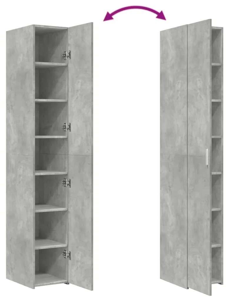 vidaXL Ντουλάπι Γκρι Σκυροδέματος 30x42,5x185 εκ. Επεξεργασμένο Ξύλο