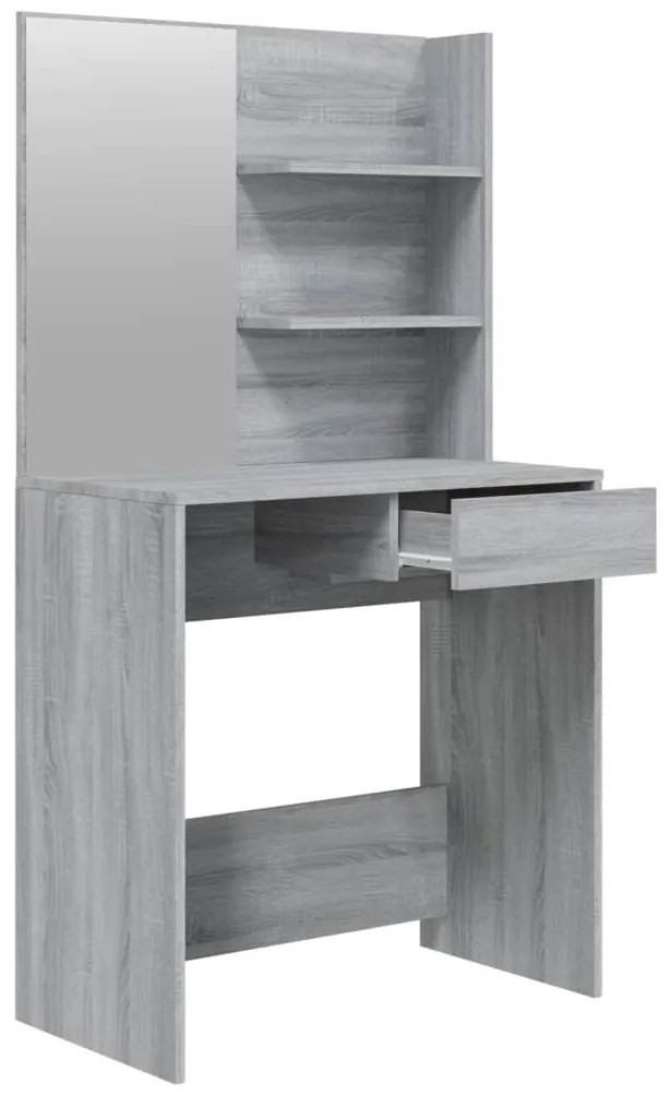 vidaXL Μπουντουάρ με Καθρέφτη Γκρι Sonoma 74,5x40x141 εκ.