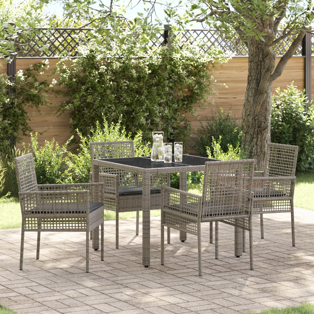 vidaXL Σέτ φαγητού για κήπο 5 pcs Γκρι 90 x 90 x 75 cm