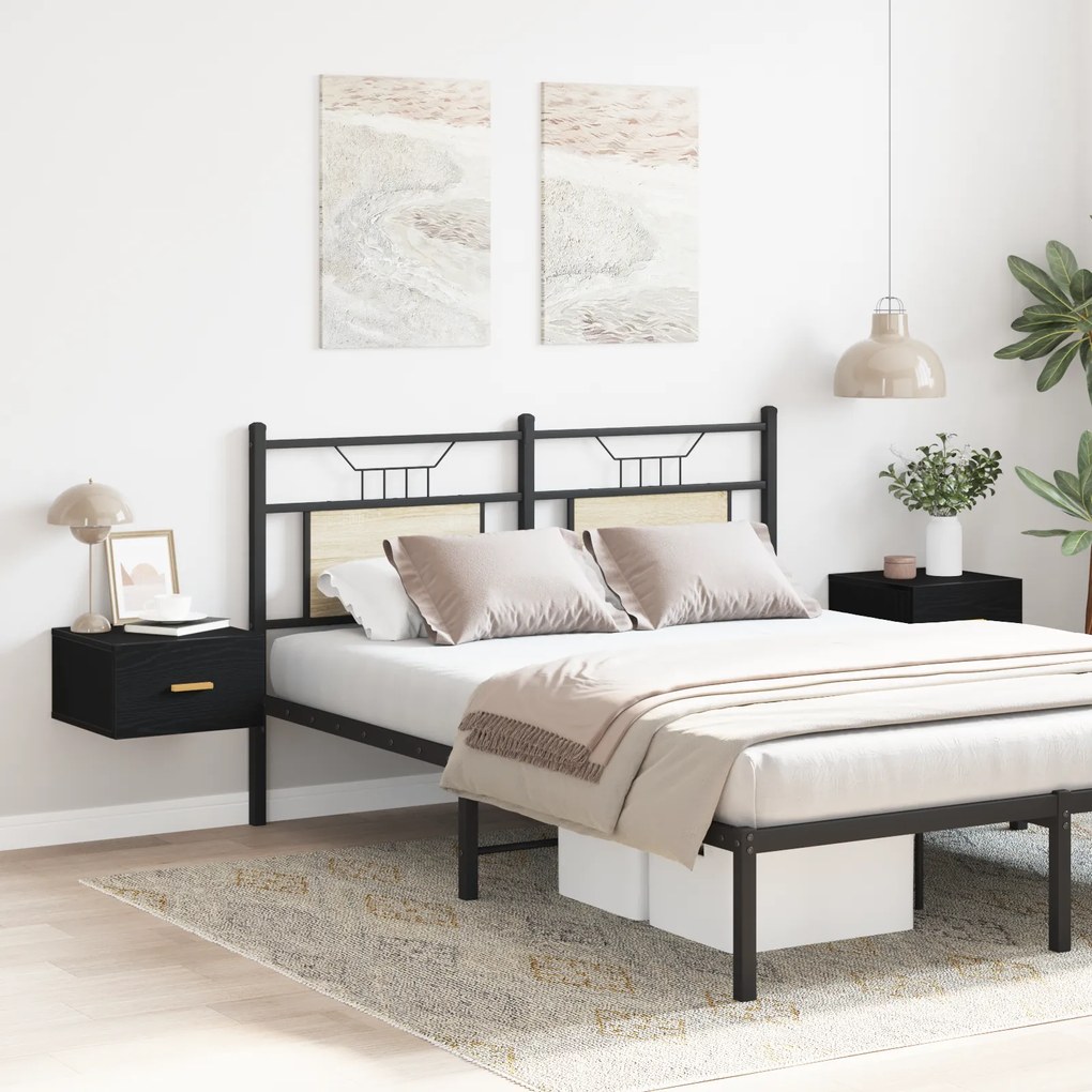 vidaXL Τοίχου Κομοδίνα 2 τεμ Μαύρη Δρυς 35x35x20 εκ