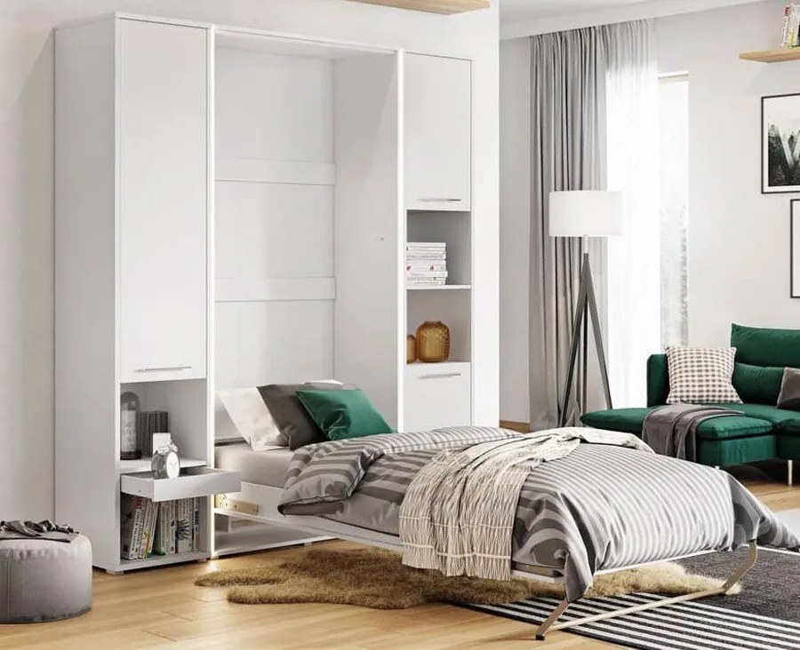 Σετ επίπλων Concept Pro Lenart AH145, Άσπρο, Πλαστικοποιημένη μοριοσανίδα, Τάβλες για Κρεβάτι, 90x200, Ενιαίος, Με κρεβάτι, Με πρόσθετο εξοπλισμό, Άσπρο