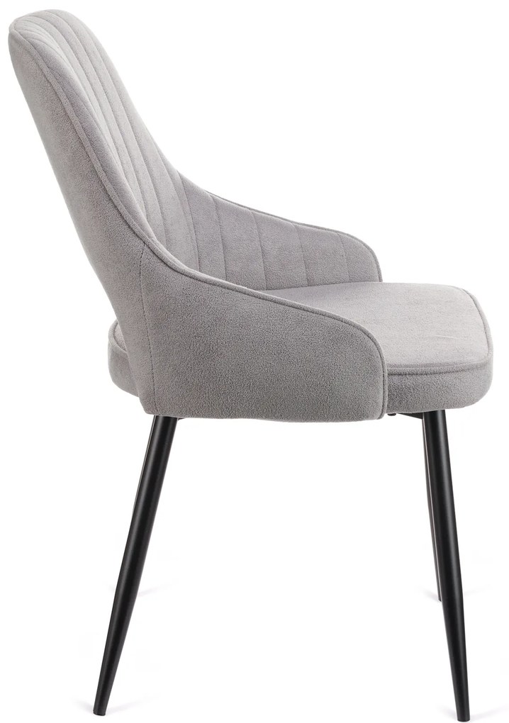 Καρέκλα Tiate γκρι μπουκλέ ύφασμα-πόδι μαύρο μέταλλο 47x51x83