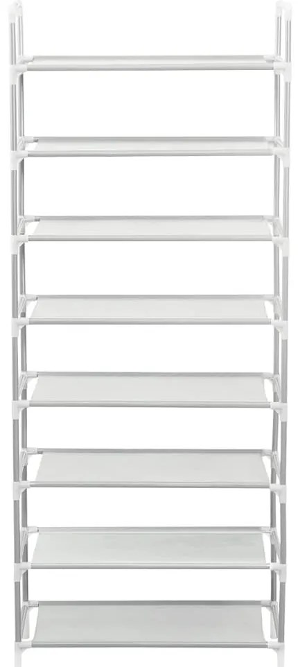 vidaXL Παπουτσοθήκη με 8 Ράφια Ασημί από Μέταλλο και Ύφασμα Non Woven