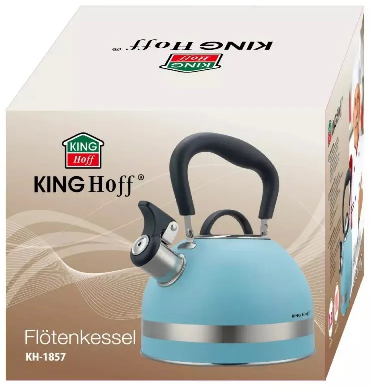 Τσαγιέρα με σφυρίχτρα Kinghoff KH 1857, 1.8l, Επαγωγή, Θερμομονωμένη λαβή, Μπλε