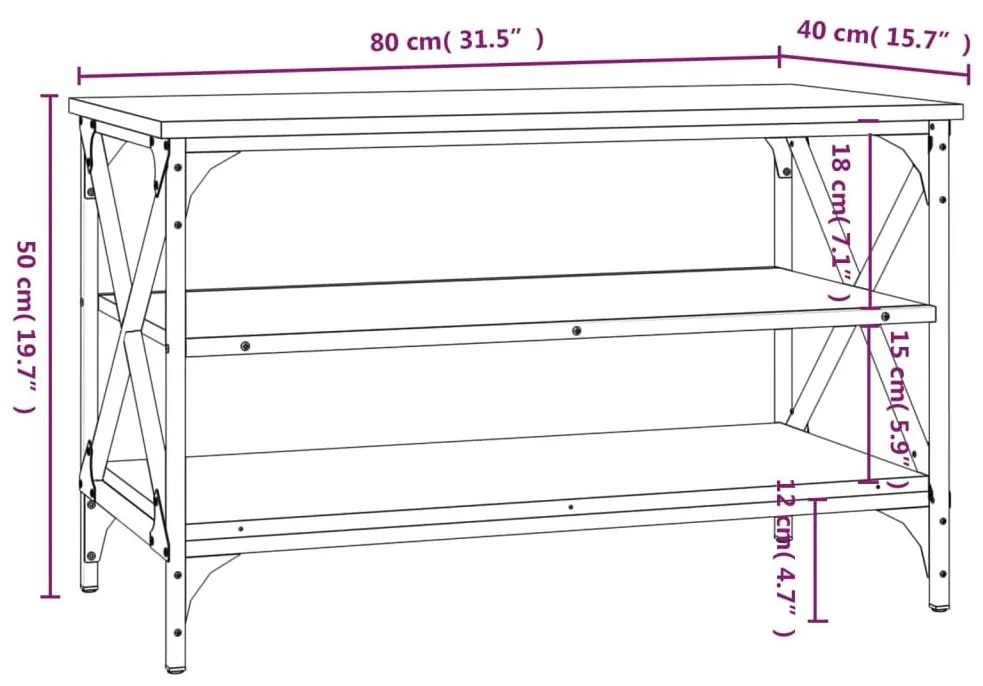 Έπιπλο Τηλεόρασης Γκρι Sonoma 80x40x50 εκ. από Επεξεργ. Ξύλο - Γκρι