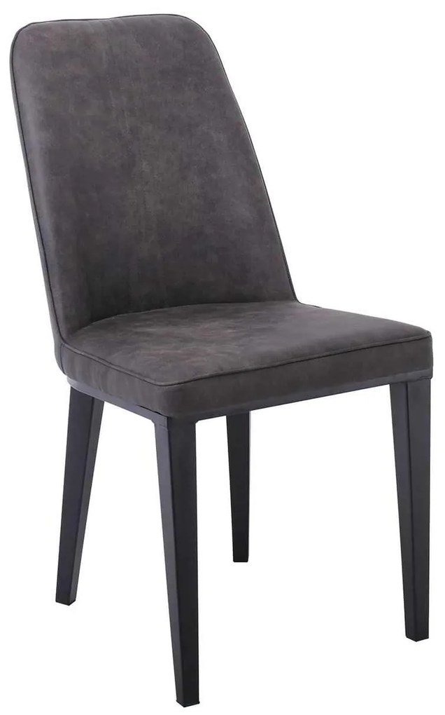 Καρέκλα CASTER Μεταλλική Βαφή Μαύρη/PU Ανθρακί 45x60x89cm (Σετ 6 ΤΕΜ)