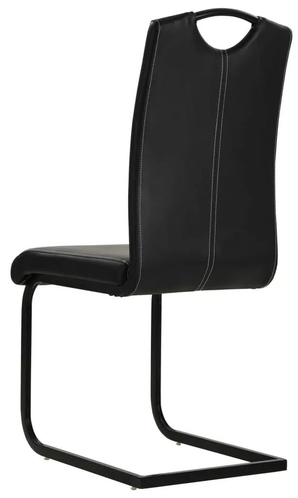 Καρέκλες Τραπεζαρίας «Πρόβολος» 2 τεμ. Μαύρες Συνθετικό Δέρμα - Μαύρο