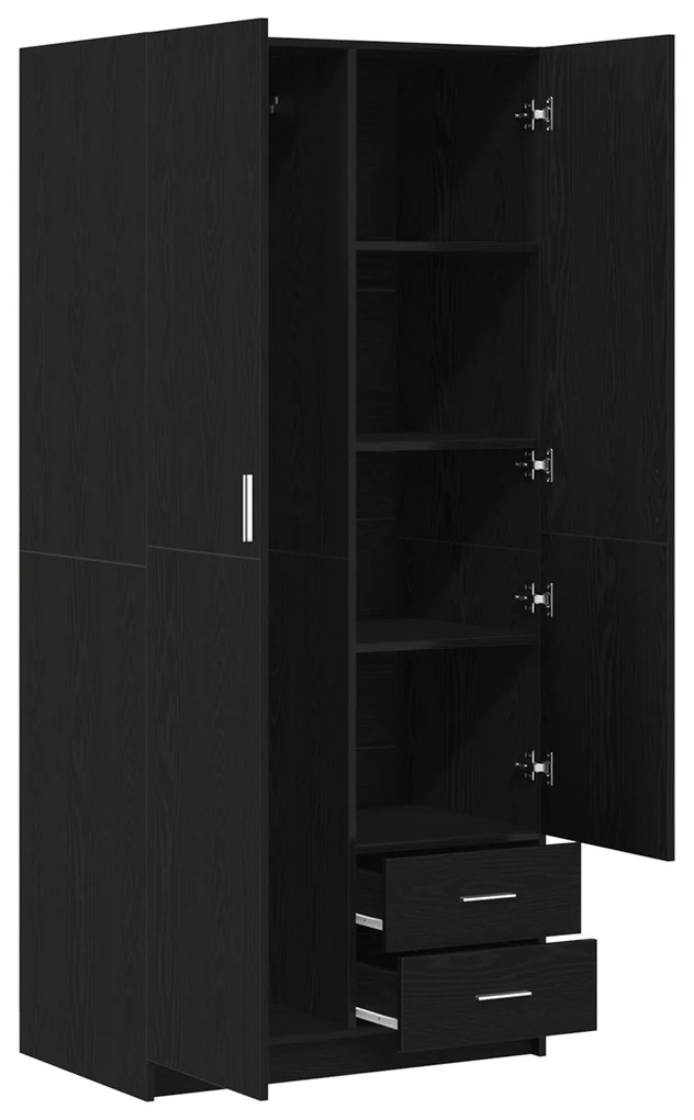vidaXL Ντουλάπα  Μαύρη Δρυς 80x52x180 εκ. Επεξεργασμένο Ξύλο