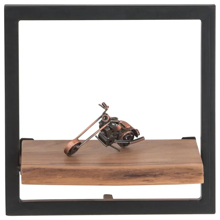WOODWELL ΕΑ7070,5LIZARD Frame Ράφι Μέταλλο Βαφή Μαύρο, Ξύλο Ακακία Φυσικό 35x25x35cm ΕΑ7070,5