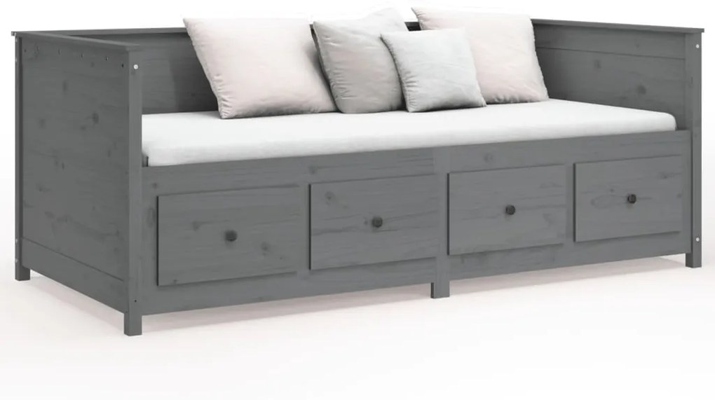 vidaXL 820387  Καναπές Κρεβάτι Γκρί 100 x 200εκ. από Μασίφ Ξύλο Πεύκου