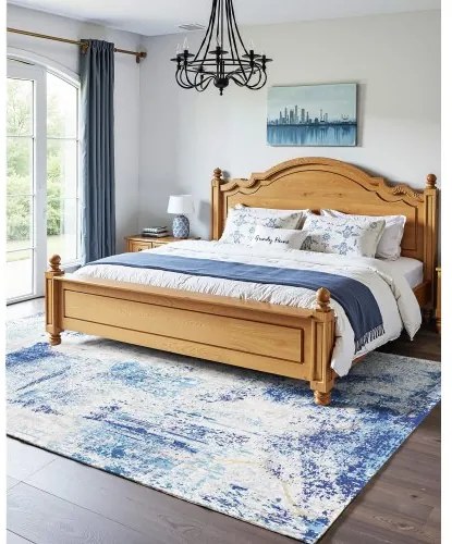 VEVOR Large Area Rug 5x7 ft Anti-Skid and Tear-Resistant Floor Mat Modern Blue