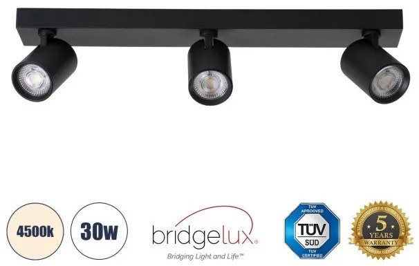Σποτ Φωτιστικό Οροφής LED Downlight 30W Μαύρο Φυσικό 4500K LEONARDO 60348 Globostar-60348-Μαύρο 60348