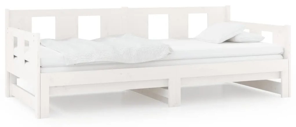 Καναπές Κρεβάτι Συρόμενος Λευκός 2x(90x190) εκ. από Μασίφ Πεύκο - Λευκό