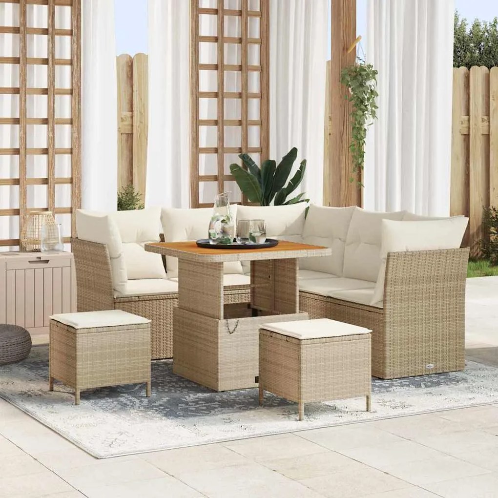 vidaXL Σετ Καναπέ Κήπου 8 pcs μπεζ και κρεμ 80 x 80 x 71 cm