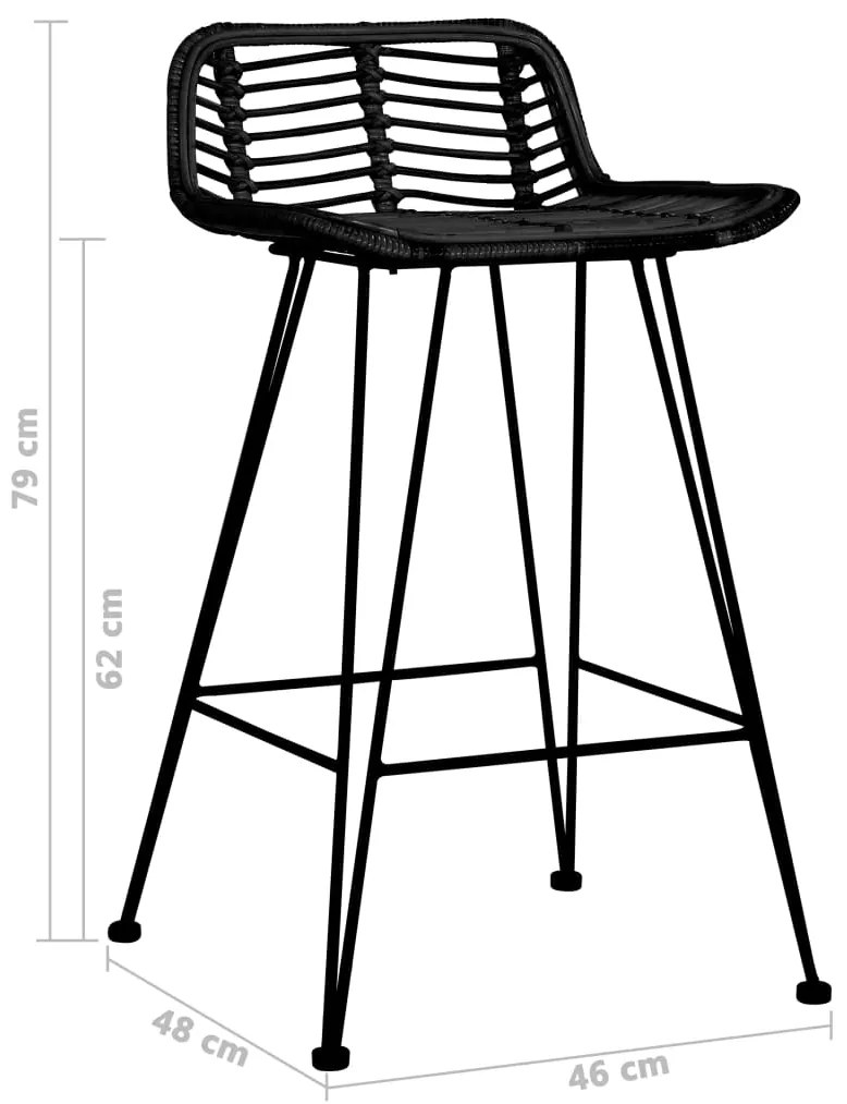 vidaXL Καρέκλες Μπαρ 2 τεμ. Μαύρες από Ρατάν
