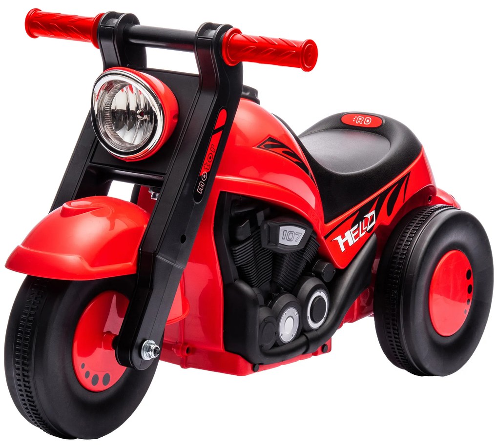 AIYAPLAY Αυτοκίνητο-πατίνι, σχέδιο μοτοσικλέτας, μουσική και σαπουνόφουσκες, για 2-5 ετών, Κόκκινο