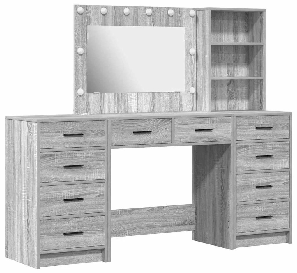 vidaXL Τραπέζι περιποίησης με συρτάρι 3 pcs Γκρι 40 x 41 x 135 εκ.