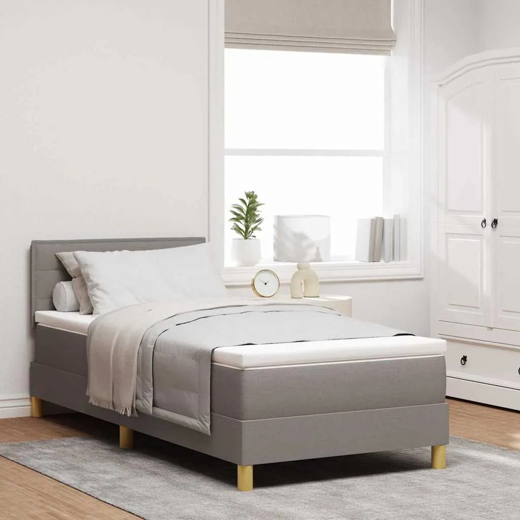 vidaXL Κρεβάτι με ελατήρια με στρώμα Taupe 90 x 200 cm ύφασμα