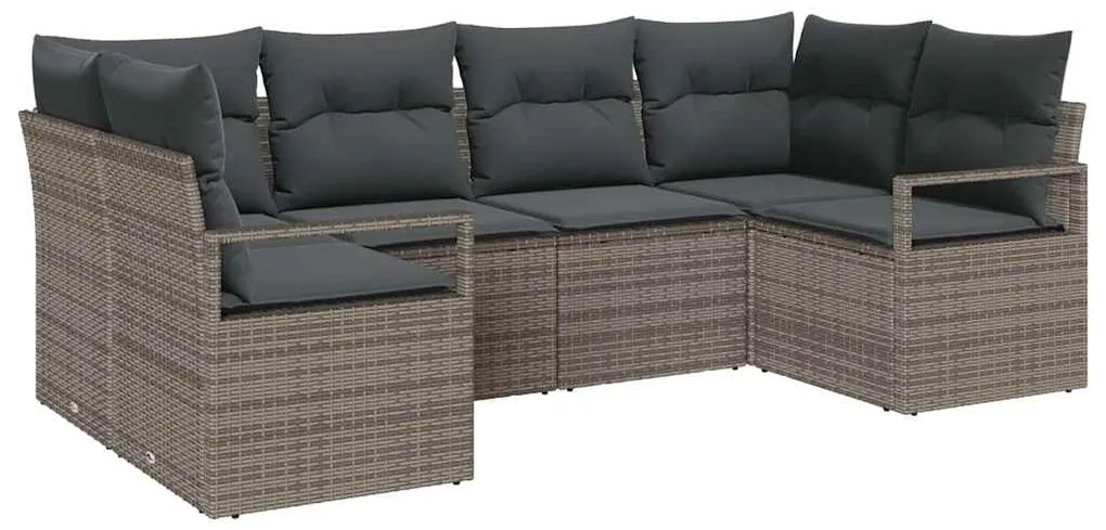 vidaXL Σετ Καναπέ με μαξιλάρι 6 pcs Γκρι συνθετικό ρατάν