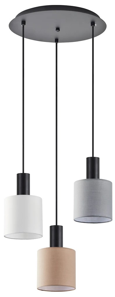 Φωτιστικό Οροφής  SE21-BL-4-3BL-SH123 ADEPT FLEX Black Pendant White, Grey, Brown Fabric Shade+ - 51W - 100W - 77-8915