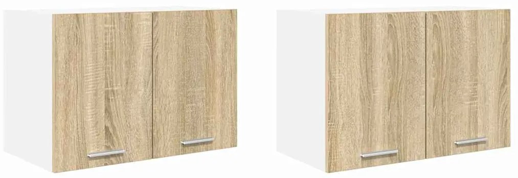 vidaXL Κρεμαστό ντουλάπι με πόρτα Riga 2 pcs Σομόνα Δρυς και Λευκό