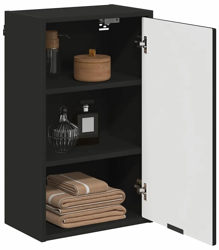vidaXL Ντουλάπι Μπάνιου Μαύρο 39 x 23.5 x 65 εκ. Επεξεργασμένο ξύλο