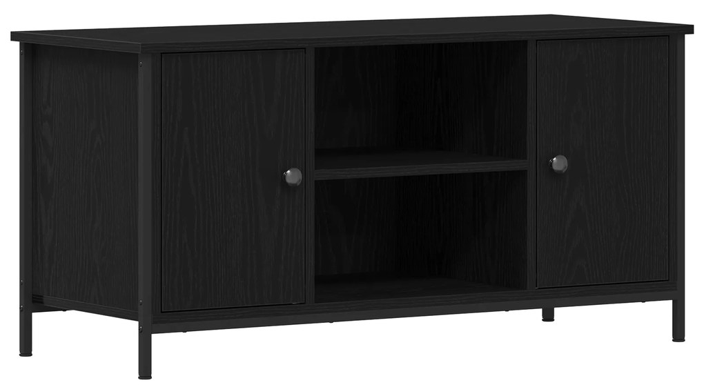 vidaXL Ράφι Τηλεόρασης Μαύρο Δρύινο 100x40x50 εκ. Κατασκευασμένο από Ξύλο και Χάλυβα