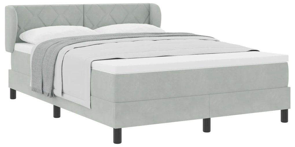 vidaXL κρεβάτι Box Spring με στρώμα  Γκρι ανοιχτό 140x200 εκ Βελούδο