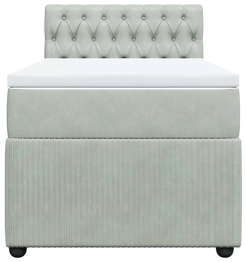 vidaXL Κρεβάτι Boxspring με Στρώμα Ανοιχτό Γκρι 100x200 εκ. Βελούδινο