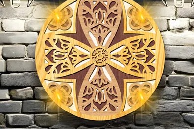 Intra απο ξύλο plywood 3mm-4mm πάχος 3D Mandala Led Light Δίασταση 30x30 cm INTRAFABR-97448839