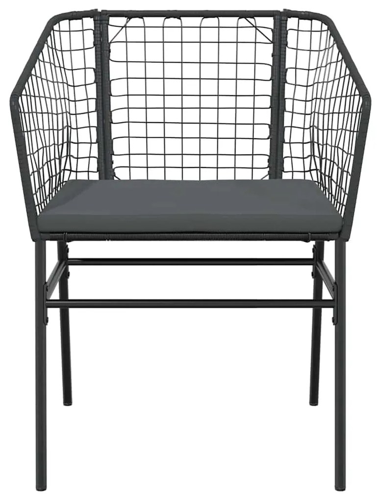 vidaXL Σετ Τραπεζαρίας Κήπου 7Τεμ. Μαύρο Συνθ.Ρατάν/Γυαλί με Μαξιλάρια