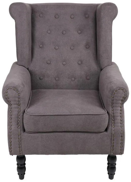 Πολυθρόνα Piore ανθρακί ύφασμα και πόδι rubberwood σε μαύρη απόχρωση 77x80x106εκ 77x80x106 εκ.