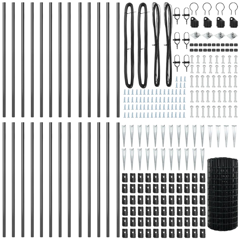 vidaXL Euro Fence με 13 Στήλες Σε Σχήμα Σφήνας 0.4x50 μ Γαλβανισμένο Ατσάλι Γκρι