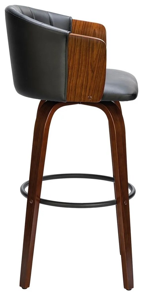 ENZO Σκαμπό Bar Καρυδί, Pu Μαύρο 50x50x78/103cm