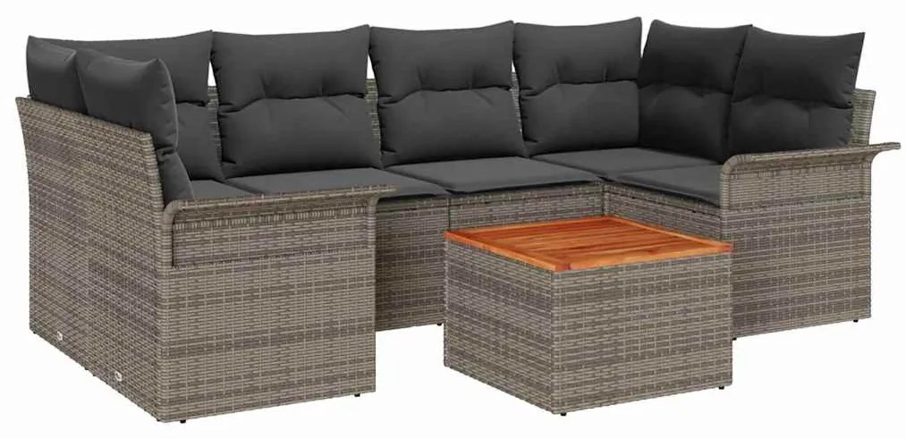 vidaXL Σετ Καναπέ Κήπου 7 pcs Γκρι Πολυ ράταν