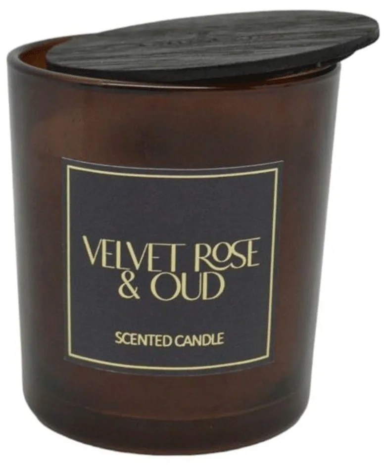 Αρωματικό Κερί Σε Δοχείο Velvet Rose &amp; Oud 833207 7x7x7,8cm Dark Brown Ankor Glass