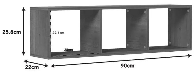 Επιτοίχια ραφιέρα Mikoro σε φυσική απόχρωση 90x22x25.6εκ 90x22x25.6 εκ.