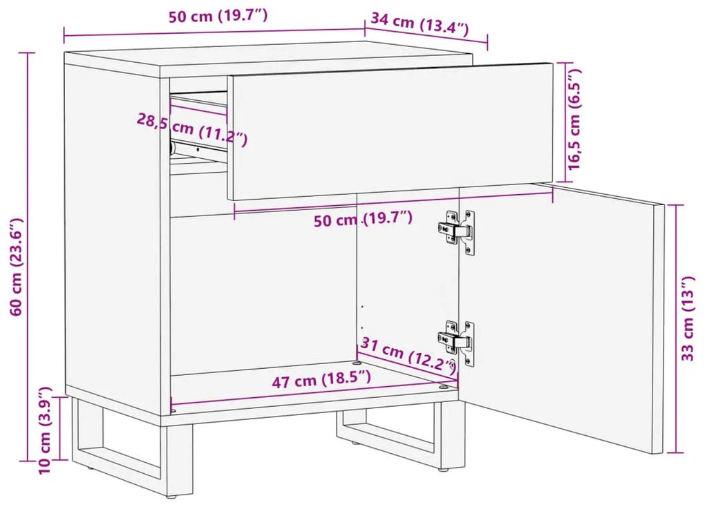 ΚΟΜΟΔΙΝΟ 50X34X60 ΕΚ. ΑΠΟ ΜΑΣΙΦ ΞΥΛΟ ΑΚΑΚΙΑΣ 377477