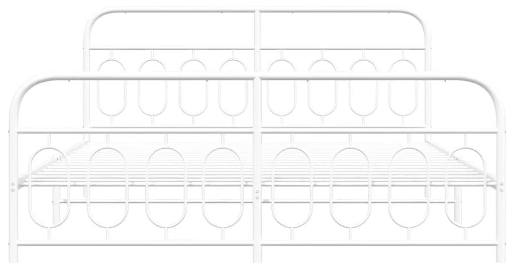 Πλαίσιο Κρεβατιού με Κεφαλάρι&amp;Ποδαρικό Λευκό 193x203εκ. Μέταλλο - Λευκό