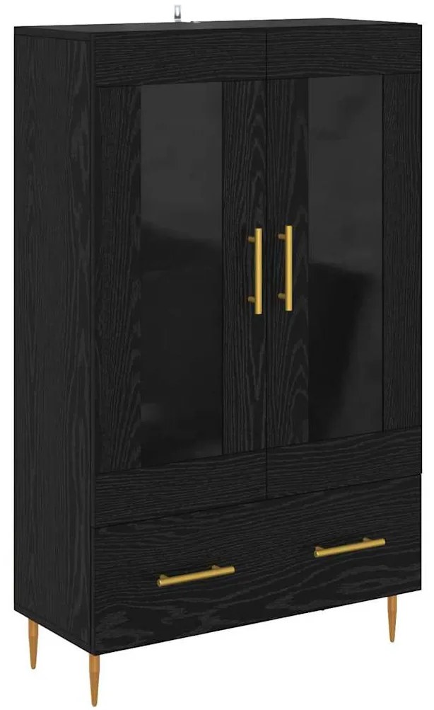 vidaXL Highboard Μαύρη Οξυά 69,5 x 31 x 115 εκ. Σύνθετο Ξύλο και Γυαλί