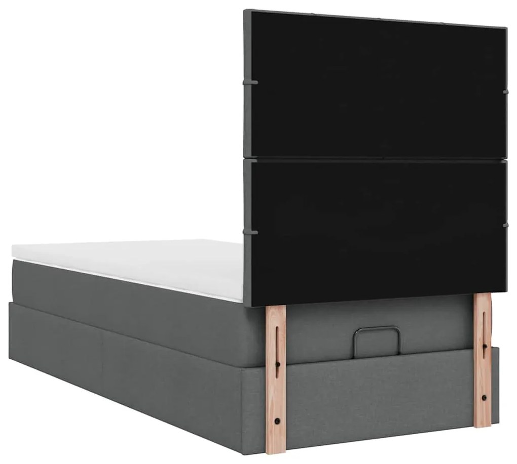 Οθωμανικό κρεβάτι με στρώμα σκούρο γκρι 90x190cm ύφασμα 3313120