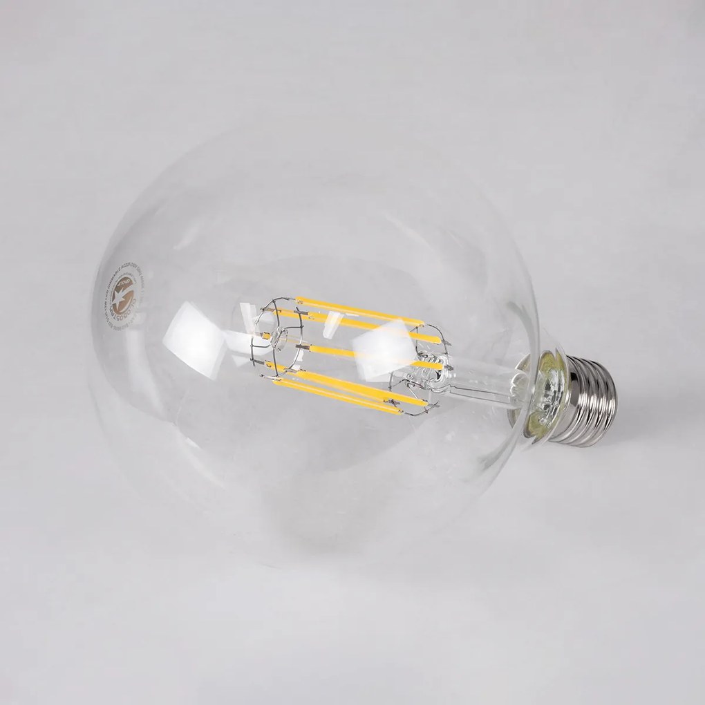 GloboStar 99055 Λάμπα LED Long Filament E27 G125 Γλόμπος 12W 1320lm 360° AC 220-240V IP20 Φ12.5 x Υ18cm Φυσικό Λευκό 4000K με Διάφανο Γυαλί - Dimmable - 3 Years Warranty - 99055