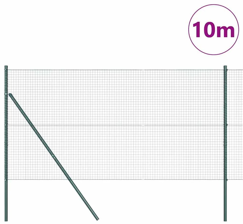 vidaXL Φράκτης με Στυλό Πράσινο 10 x 1 μ