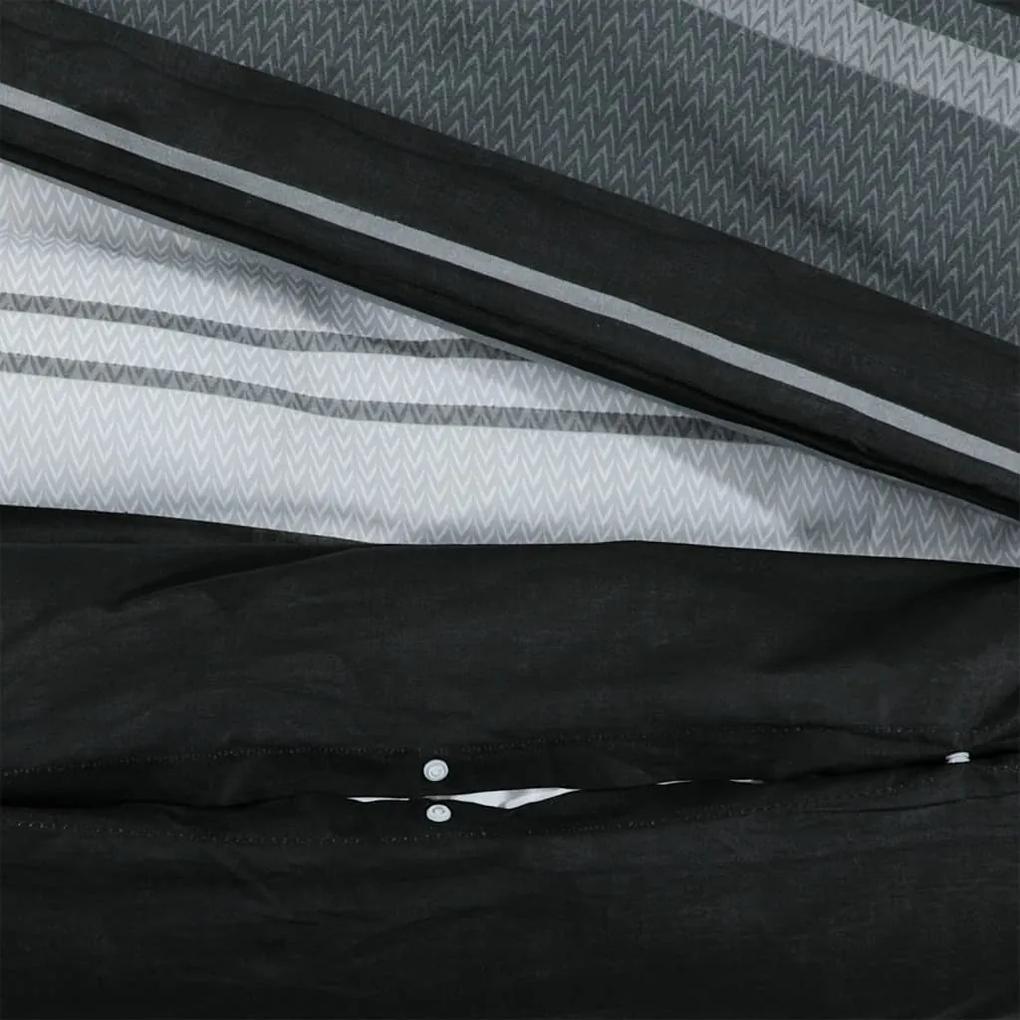 vidaXL Σετ Παπλωματοθήκη Μαύρο και Λευκό 135x200 cm Βαμβακερό