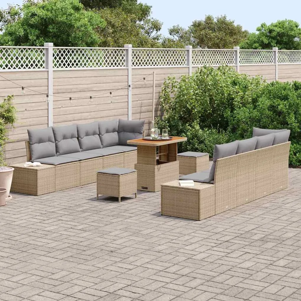 vidaXL Σετ Καναπέ Κήπου 11 pcs Μπέζ και Ανοιχτό Γκρι 90 x 55 x 71 cm