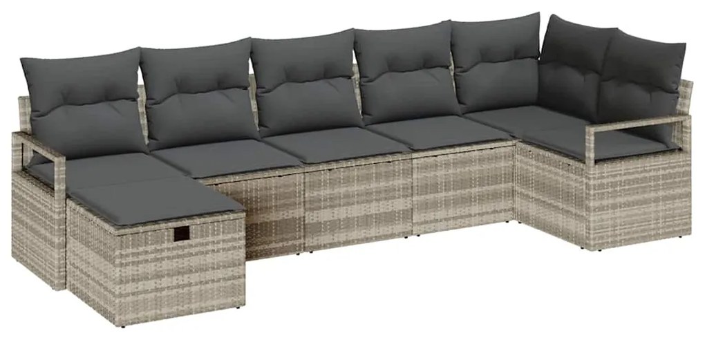 vidaXL Σετ Καναπέ με μαξιλάρι 7 pcs Ανοιχτό γκρι συνθετικό ρατάν