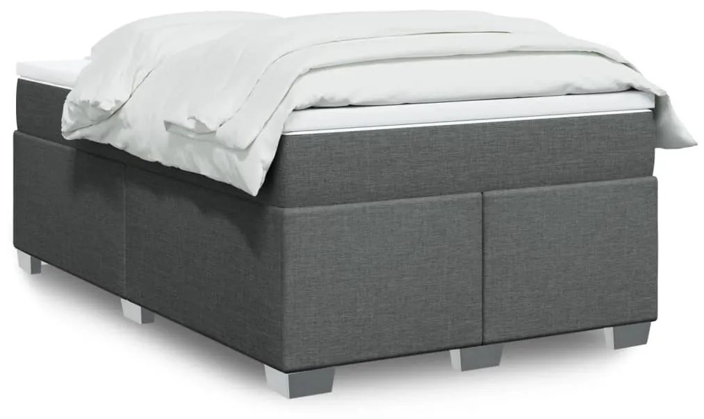 vidaXL Κρεβάτι Boxspring με Στρώμα Σκούρο Γκρι 120x190 εκ Υφασμάτινο