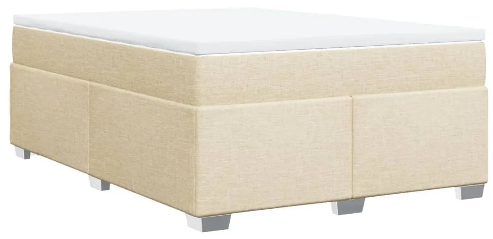 Κρεβάτι Boxspring με Στρώμα Κρεμ 160x200 εκ. Υφασμάτινο - Κρεμ