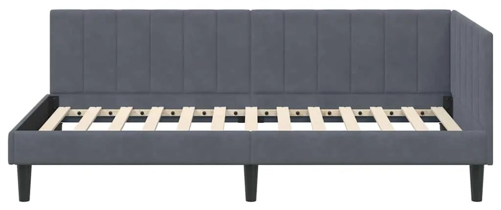 vidaXL Κρεβάτι Γωνίας με κεφαλάρι Σκούρο γκρι 100 x 200 cm Βελούδο